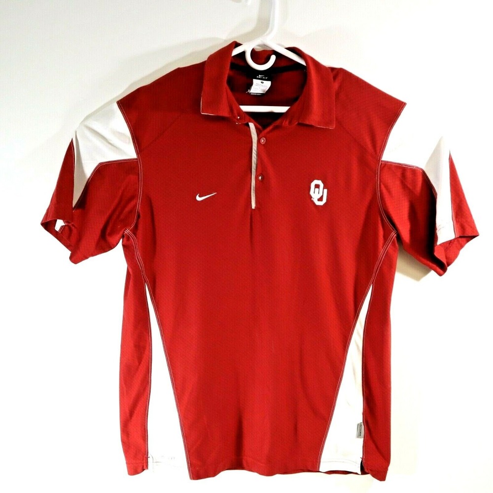 Nike Dri-Fit Oklahoma Sooners Men's Large Red Modern-Fit Polo S/S Shirt